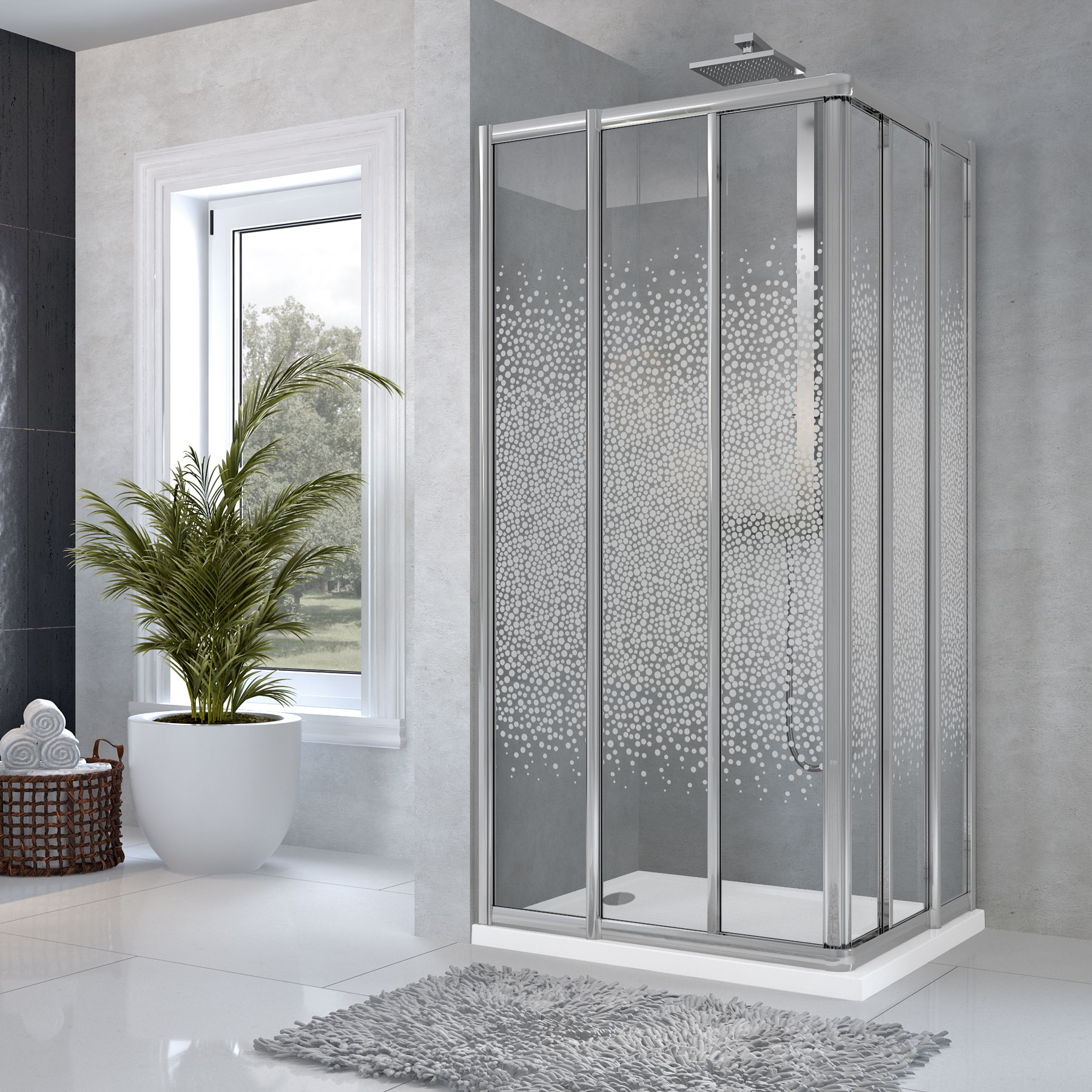 Novellini Novellini Star A Box Doccia 2 Ante Scorrevoli 2 Fisse Linea Trasparente Silver 